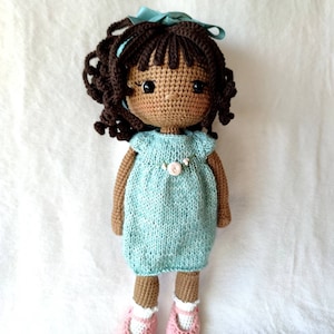 Muñeca crochet con conjunto removible, muñeca amigurumi en venta, regalo para niños, muñeca bebe hecha a mano, muñeca crochet con vestido, muñeca rubia Black doll