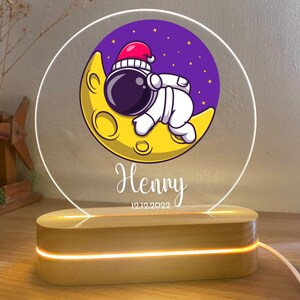 Astronauts Custom Night Light, baby custom night light, Nursery Room, Personalized Bedroom Led Light, Kids Gift Personalized, Custom Gift image 6