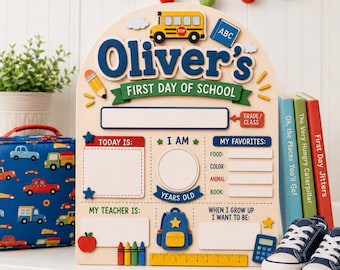 Cartello personalizzato per il primo giorno di scuola, accessorio per foto di bambini, bacheca delle tappe fondamentali, regalo per il ritorno a scuola, regalo per la nuova scuola