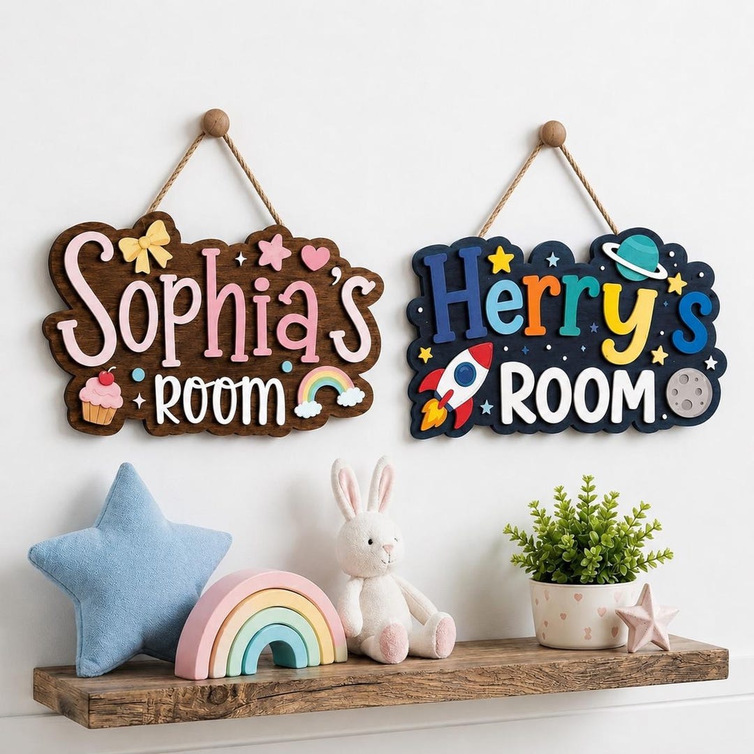 Personalized Baby Room Door Sign, Custom Name Door Hanger, Nursery Door ...
