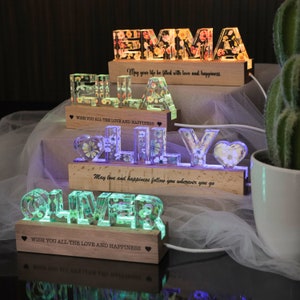 Luz de noche de flores, luz de noche de bebé con nombre personalizado, luz de noche personalizada, luz acrílica con diseño personalizado, regalo de baby shower, regalo para madre