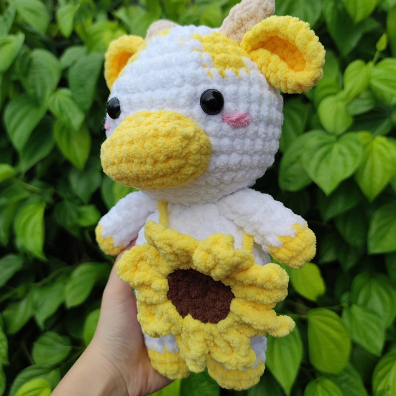Sunflower Crochet Cow Sunflower Graduation Gift Crochet Cow Etsy