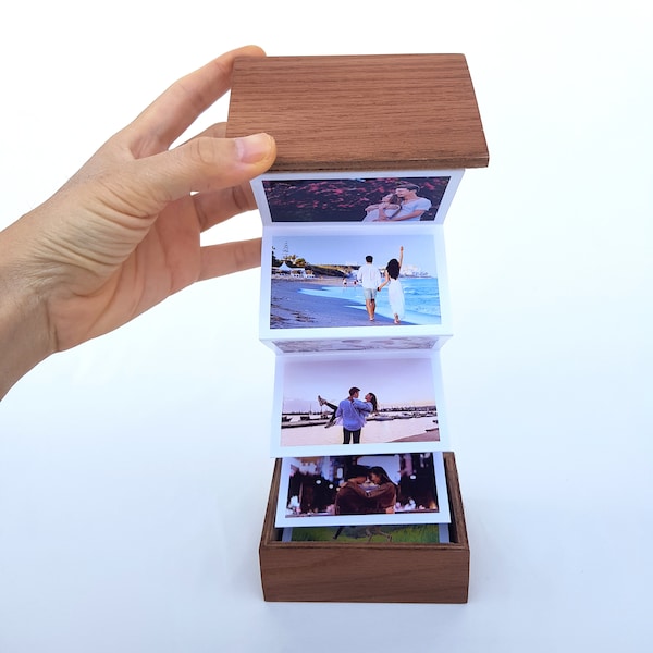 Pull Out Photo Album Classic Box, Memory Box, Wooden Photo Film Frame, Anniversary Gift, Trinket Wooden Box, Valentines Gifts