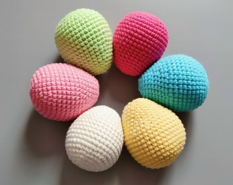 Crochet Easter Eggs, Amigurumi Kid's Basket Stuffers, Set of 6