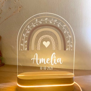 Custom baby rainbow night light, personalized rainbow night light, baby room decor, nursery decor, Christmas custom gifts, baby shower gift zdjęcie 4