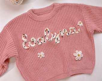 Personalized Baby Name Sweater, Hand Embroidered Name Sweater, Custom name sweater for baby, Personalized Gift for  Baby Shower