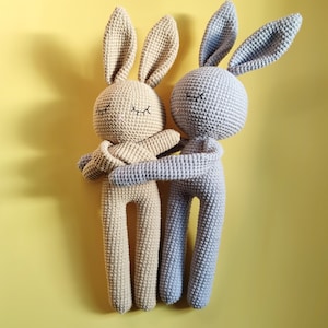 Gehaakte paashaas, slaperig konijn, pluche konijn, gehaakt konijn, gehaakt konijntje voor paasmandje, cadeau voor pasgeboren baby