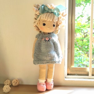 Muñeca crochet con conjunto removible, muñeca amigurumi en venta, regalo para niños, muñeca bebe hecha a mano, muñeca crochet con vestido, muñeca rubia Light skin, blonde