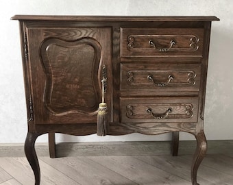 Antique Belgian Oak Chest of Drawers, Rustic Oak Sideboard, Vintage Carved Oak Cabinet, French Country Storage, Solid Wood Bedroom Commode