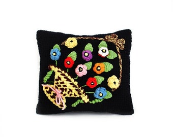 Handmade Punch Needle, Decorative Pillows, Hand Tufted Punch Needle Pillow, Handmade Embroidered Cushion Cover, Embroidery Pillow, Punch