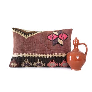 Lumbar kilim pillow, turkish kilim pillow, turkish pillow, vintage pillow, decorative pillow, pillow, bohemian pillow, kilim, 16x24 pillow