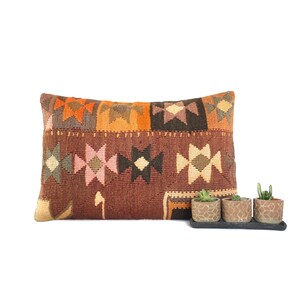 Lumbar kilim pillow, turkish kilim pillow, turkish pillow, vintage pillow, decorative pillow, pillow, bohemian pillow, kilim, 16x24 pillow