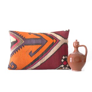 Lumbar kilim pillow, turkish kilim pillow, turkish pillow, vintage pillow, decorative pillow, pillow, bohemian pillow, kilim, 16x24 pillow