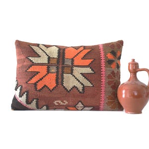 Lumbar kilim pillow, turkish kilim pillow, turkish pillow, vintage pillow, decorative pillow, pillow, bohemian pillow, kilim, 16x24 pillow