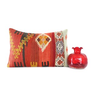 Lumbar kilim pillow, turkish kilim pillow, turkish pillow, vintage pillow, decorative pillow, pillow, bohemian pillow, kilim, 16x24 pillow
