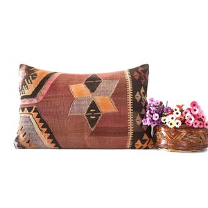 Lumbar kilim pillow, turkish kilim pillow, turkish pillow, vintage pillow, decorative pillow, pillow, bohemian pillow, kilim, 16x24 pillow