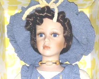 Vintage Porcelain 16" Doll on Stand