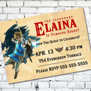 The Legend Of Zelda Digital Invitation Fete Reunion Etsy France