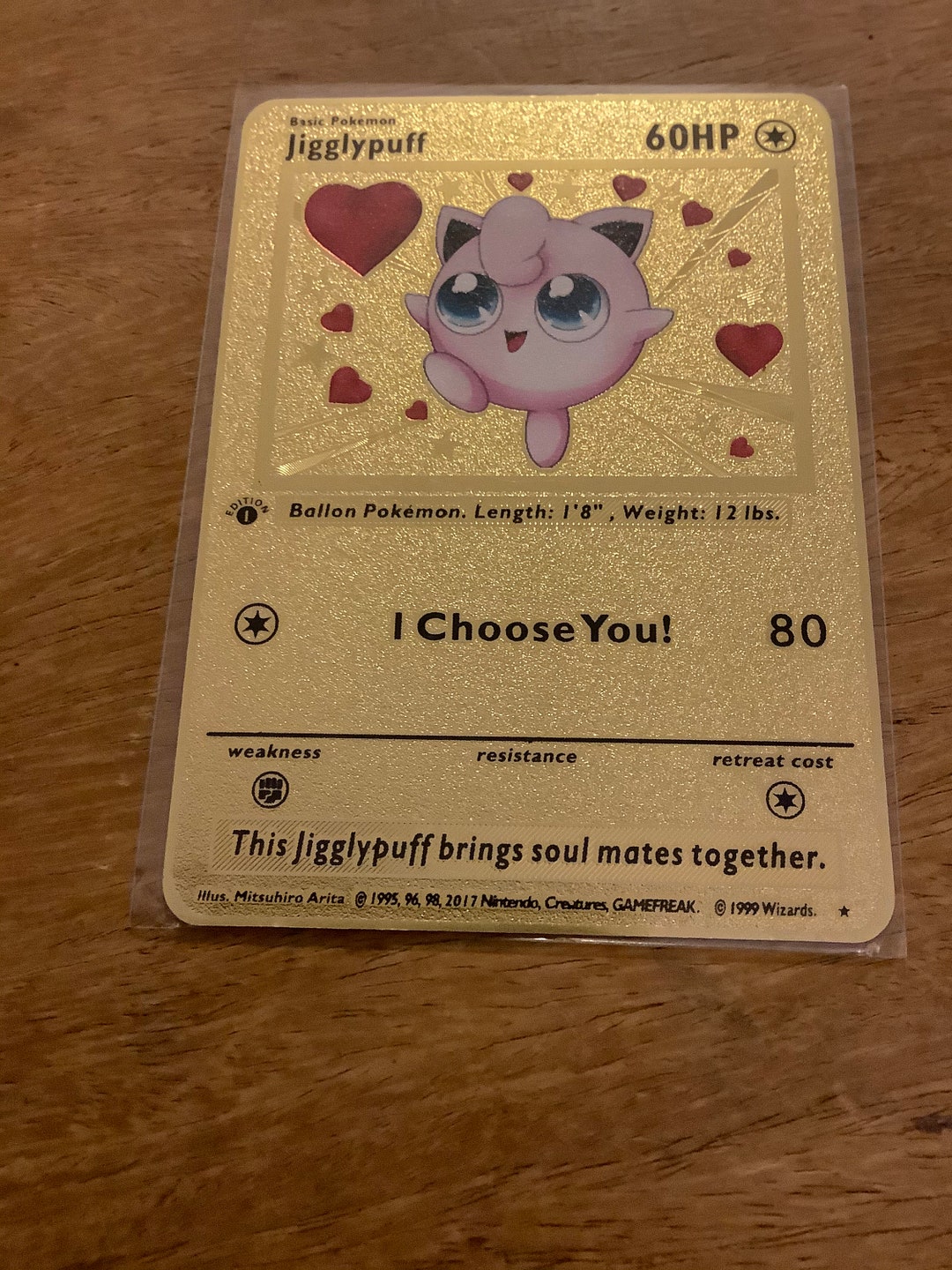 Pokemon Solid Metal Gold Card Jigglypuff in Love Custom Etsy