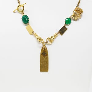 Upcycled charm necklace, reworked necklace, statement necklace,  repurposed jewelry, assemblage jewelry collage, rework vintage