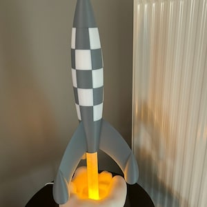 Tintin inspired rocket lamp, height 55cm with remote control
