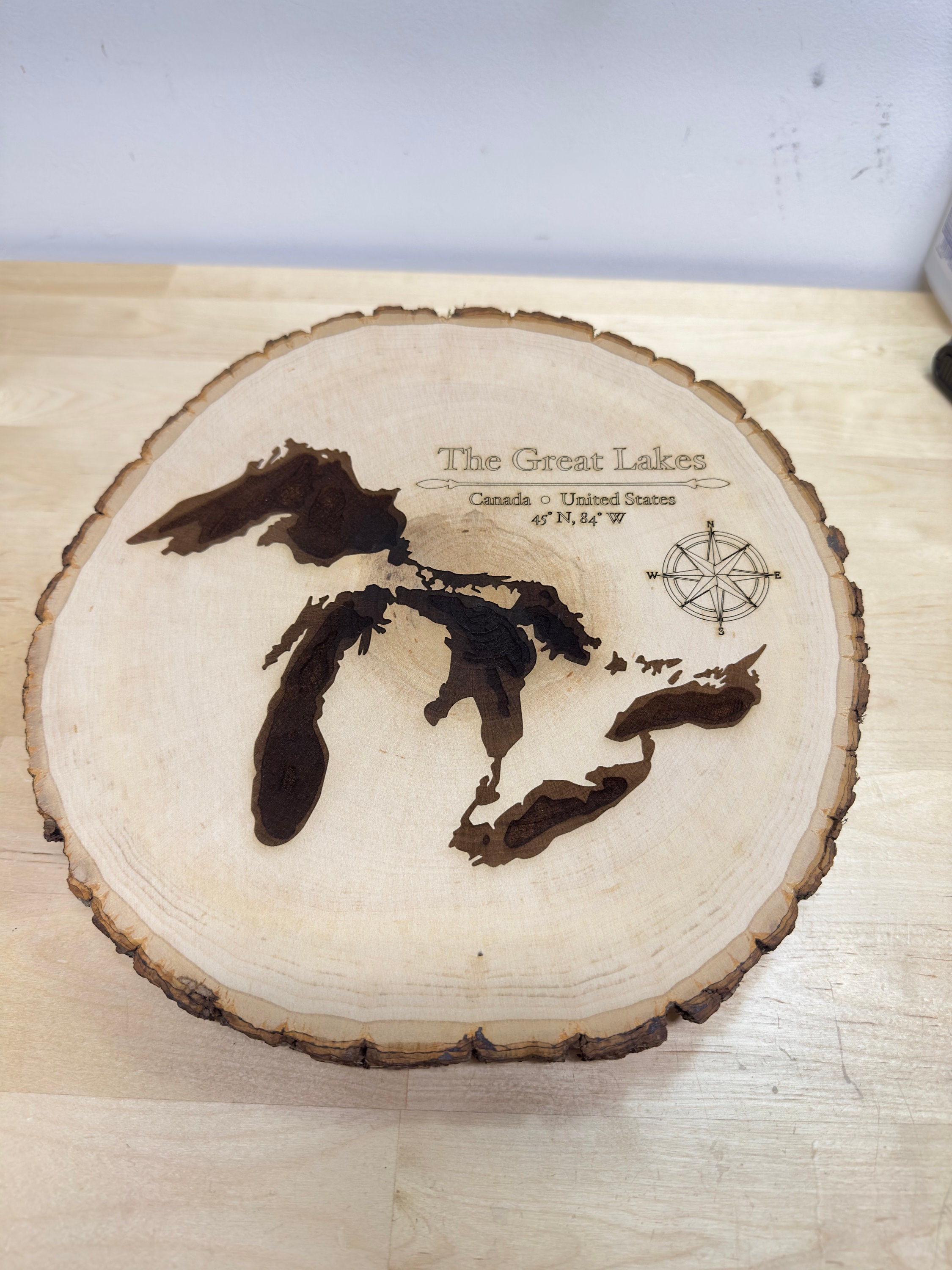 Beautiful 3D Topographical Map of the Great Lakes on Log Cut Wood - Etsy