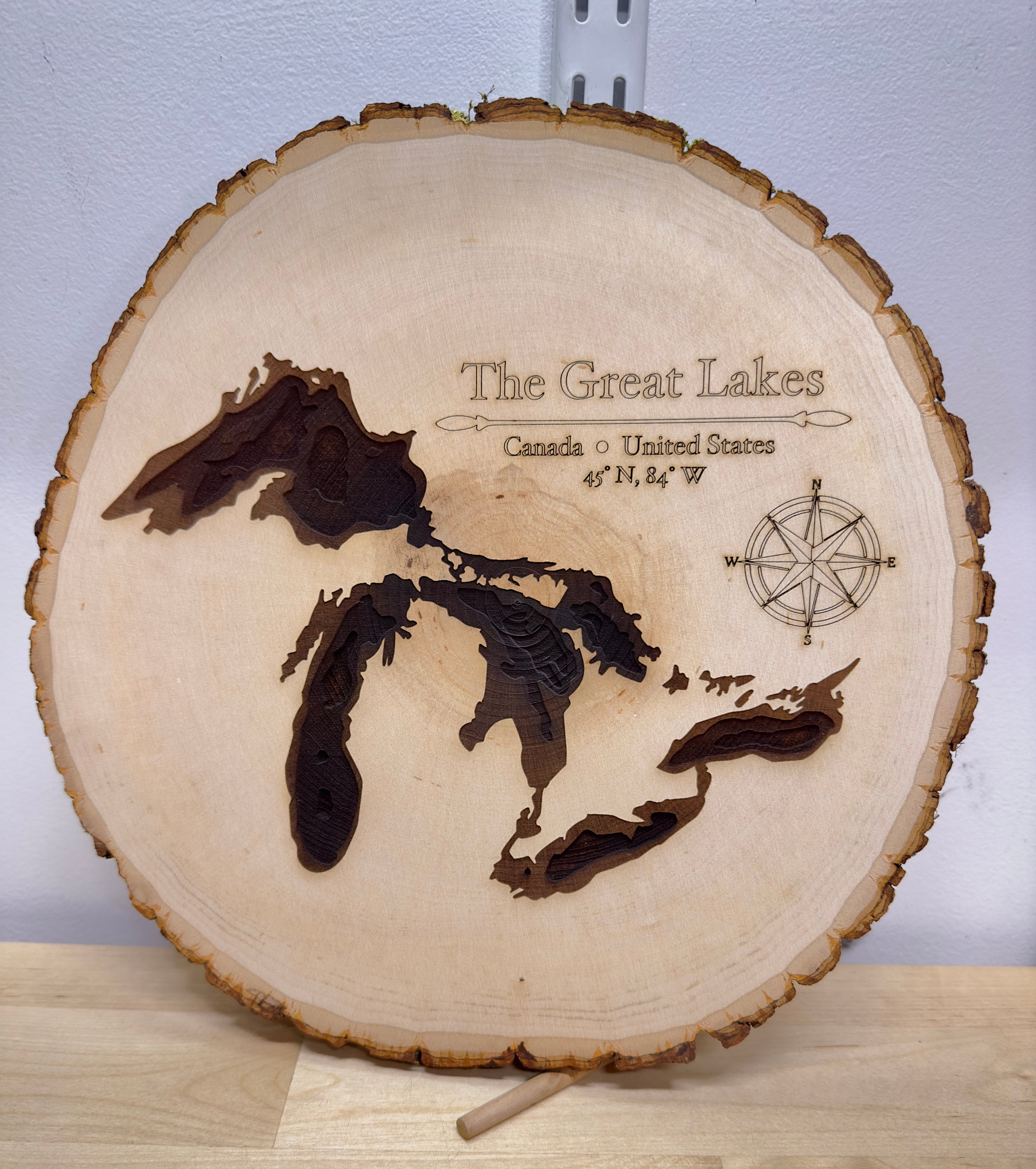 Beautiful 3D Topographical Map of the Great Lakes on Log Cut Wood - Etsy