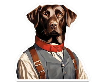 Labrador Retriever Stickers featuring a Chocolate Lab in 4 Sizes