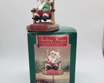 Hallmark 1992 Babbo Natale e Bambino Topolino Porta Calza con Tocchi Teneri