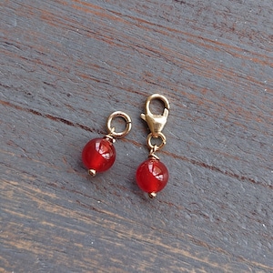 6mm Carnelian 14K Gold Filled Charm: July Birthstone