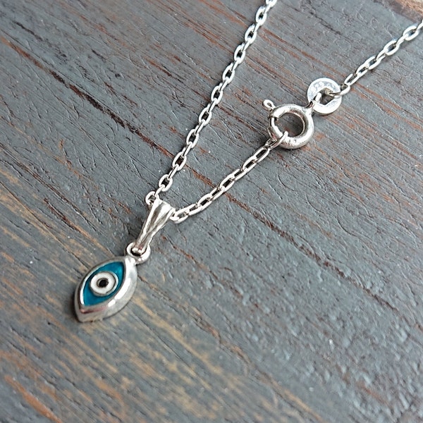 925 Sterling Silver Evil Eye Necklace, Protective Amulet Pendant With Chain, Dainty Tallisman Charm Necklace, Special Jewellery Gift