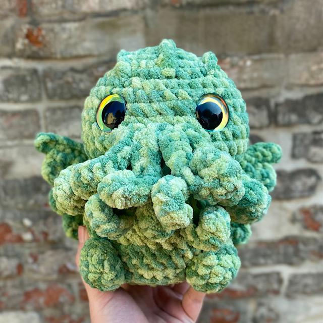30 Cthulhu Crochet Patterns for Lovecraftian Amigurumi, Plushies, and Gifts 14 Baby Cthulhu Crochet Pattern by Bardic Trinkets