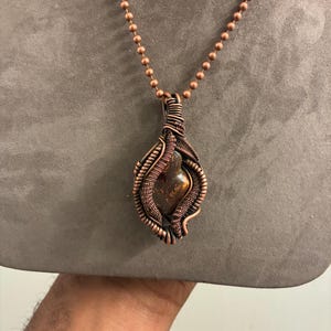fire agate copper wire jewelry handmade unisex fiery grounded