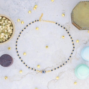 Roman Inspired Onyx Beaded Chain with Botswana striped Agate Focal Pendant