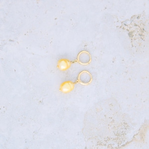 Yellow Dyed Baroque Pearl Hoops