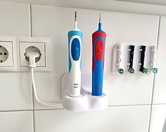 Wall Mounted Oral-B Charger Holder - Integrated Charger- 3D Printed - perfect for couples - clean look - smart design