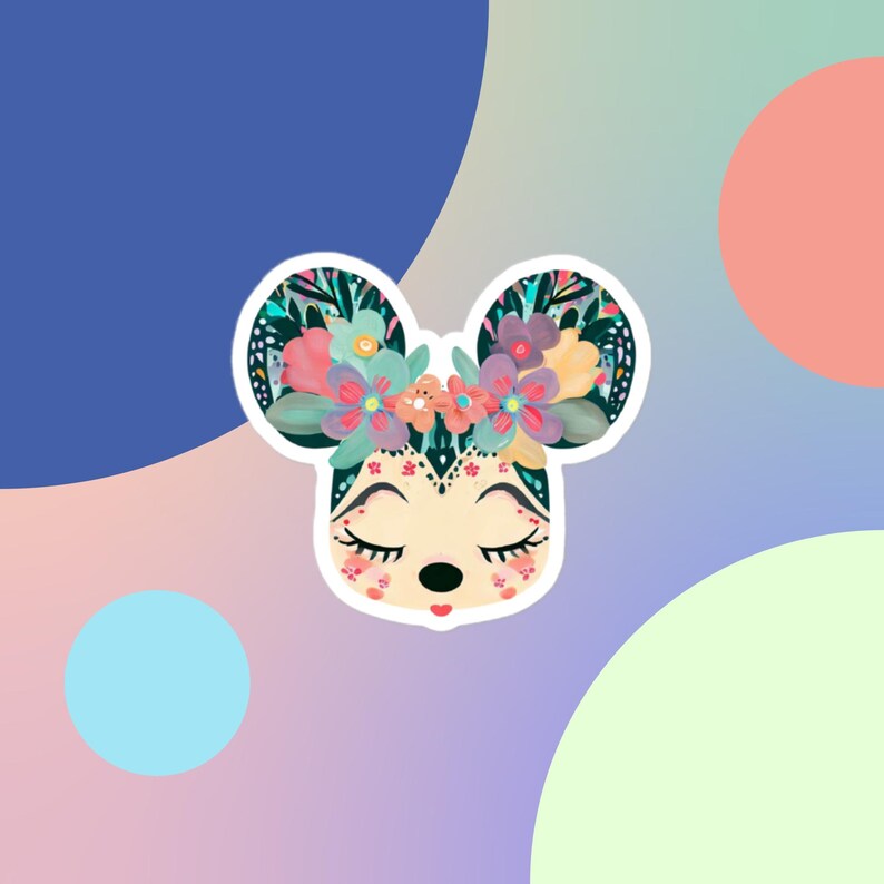 Minnie Mouse Floral Vinyl Sticker - Etsy