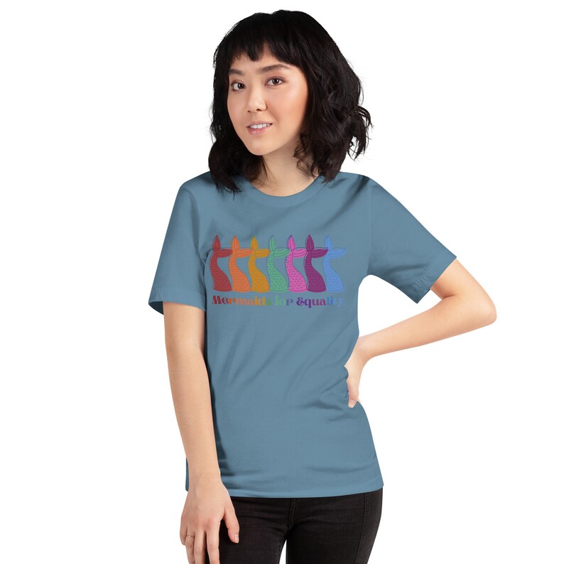 Mermaids for Equality Little Mermaid Inspired Pride T-Shirt - Rainbow Mermaid Tails Design