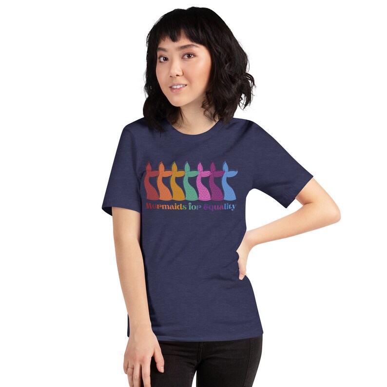 Mermaids for Equality Little Mermaid Inspired Pride T-Shirt - Rainbow Mermaid Tails Design