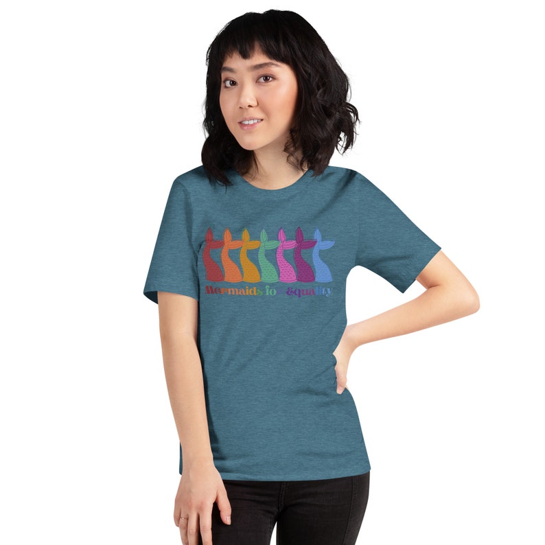 Mermaids for Equality Little Mermaid Inspired Pride T-Shirt - Rainbow Mermaid Tails Design