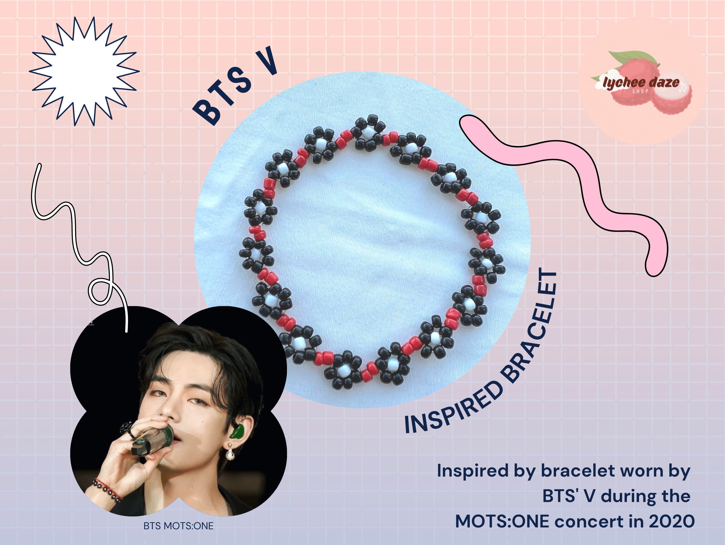 V Inspired Beaded Bracelet BTS Taehyung -  Singapore