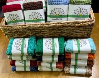Hand Crocheted Cotton Dish Cloth (I Love This Cotton): Soft Reusable Kitchen Cloth