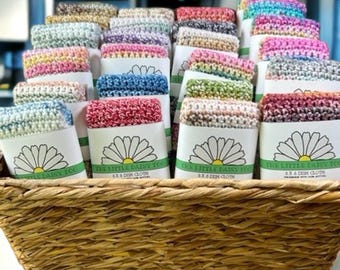 Handmade Crochet Cotton Dish Cloth (I Love This Cotton): Multicolored Kitchen Cleaning Cloth