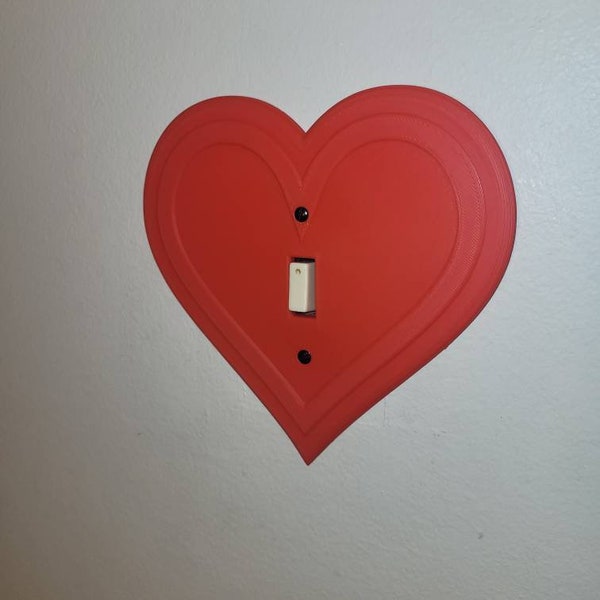 Heart Shape, Single Light Switch Plate Cover 3D Printed