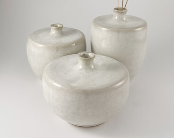White Stoneware Bud Vases | Tall, Medium, Short