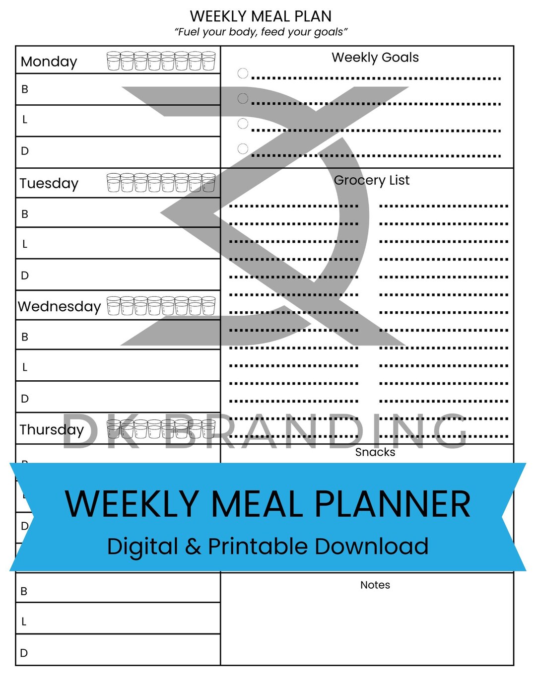 Weekly Meal Planner | Printable PDF | Meal Planning & Grocery List ...