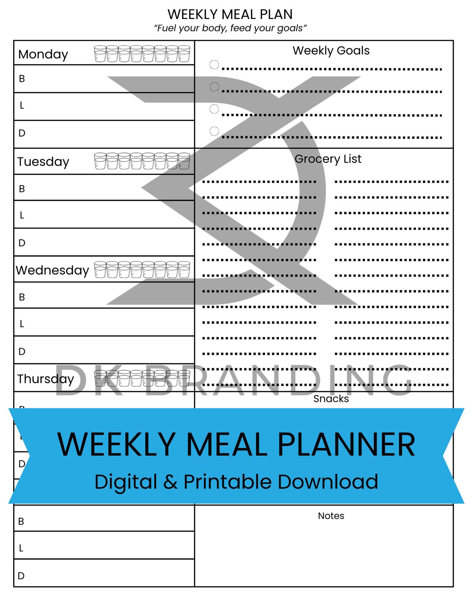 Weekly Meal Planner | Printable PDF | Meal Planning & Grocery List ...