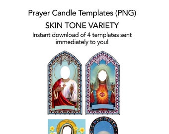 PNG Prayer Candle Templates (Set of 4) Digital Download Templates Sent Immediately To You - Skin Tone Variety