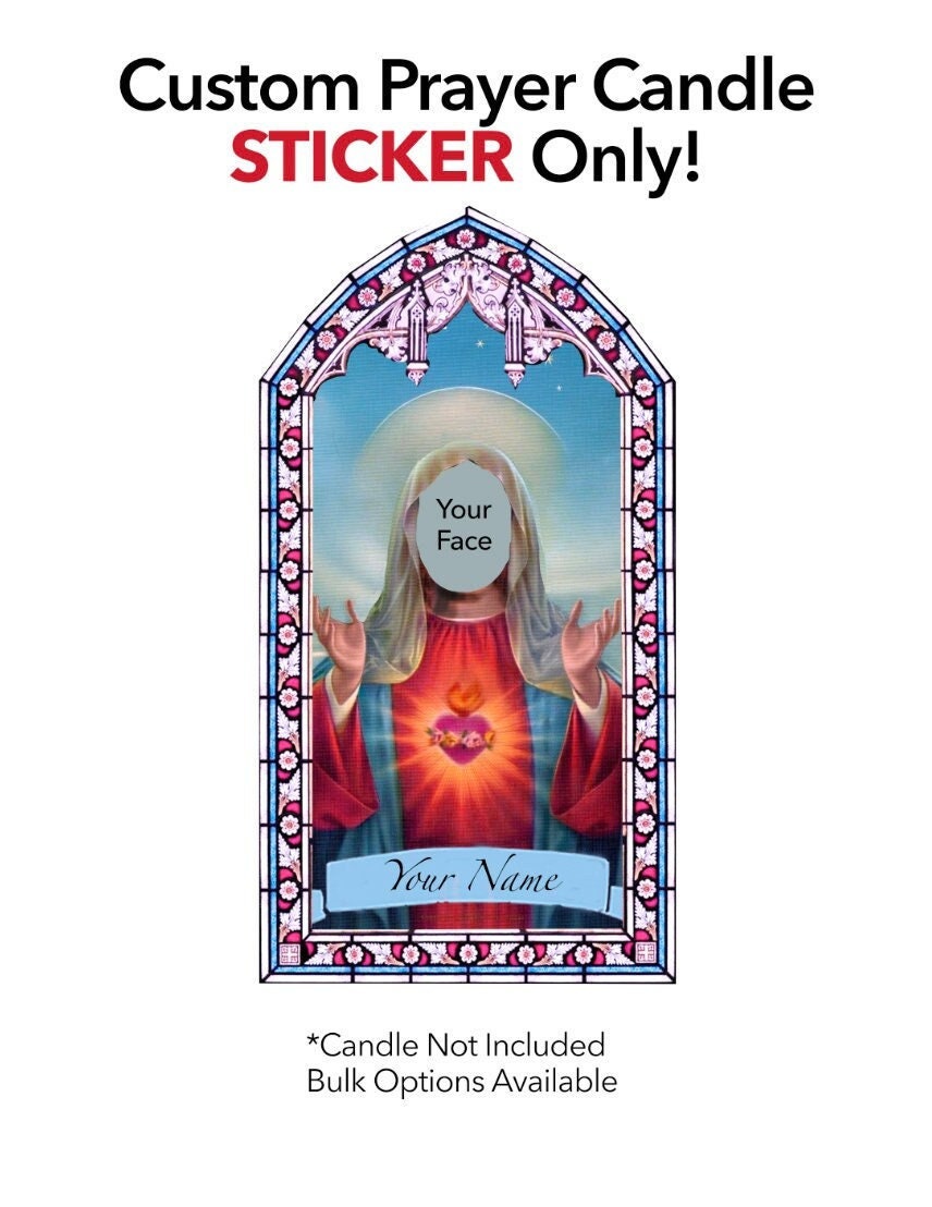 Custom Prayer Candle STICKER Only Candle Not Included Etsy