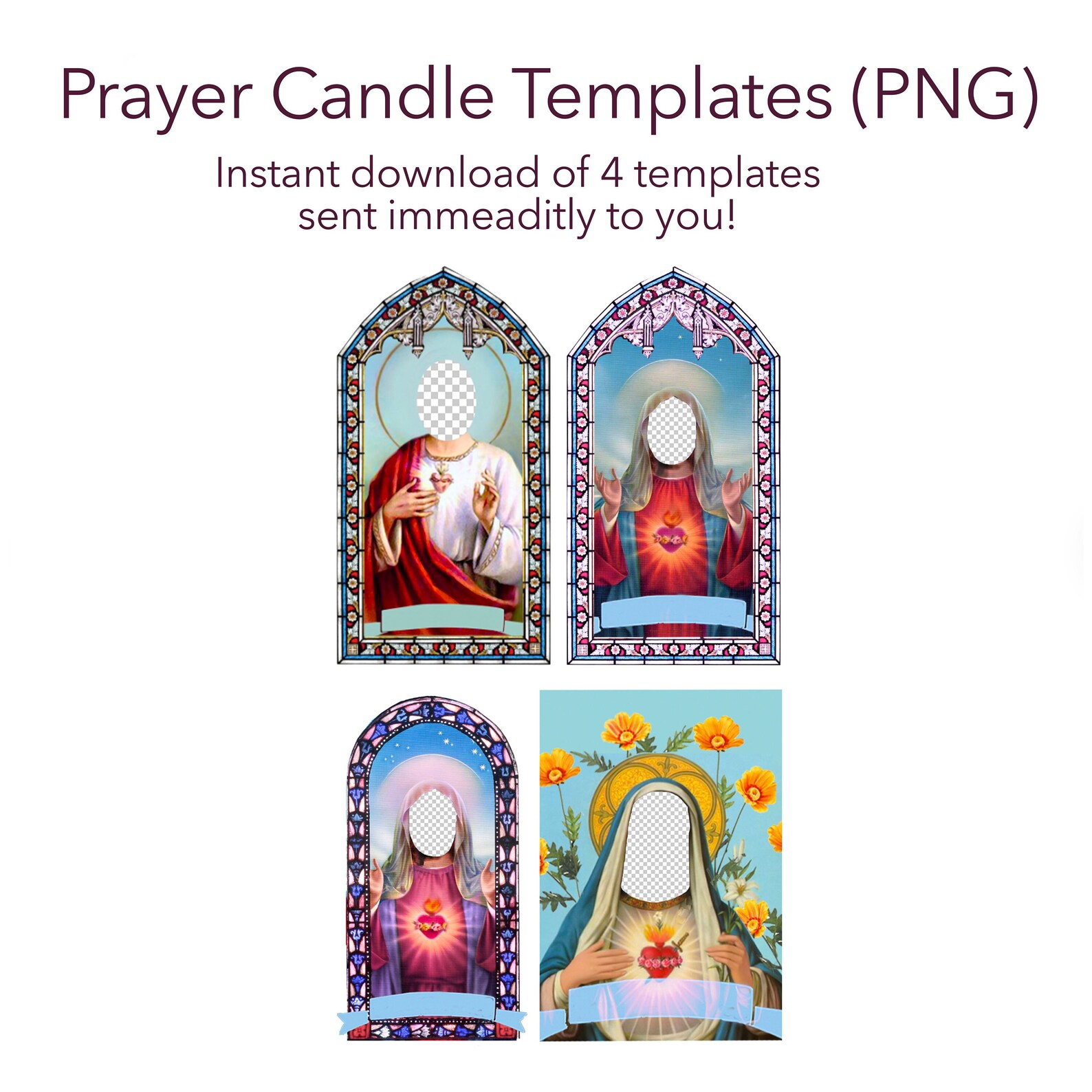 PNG Prayer Candle Templates set of 4 Digital Download Etsy